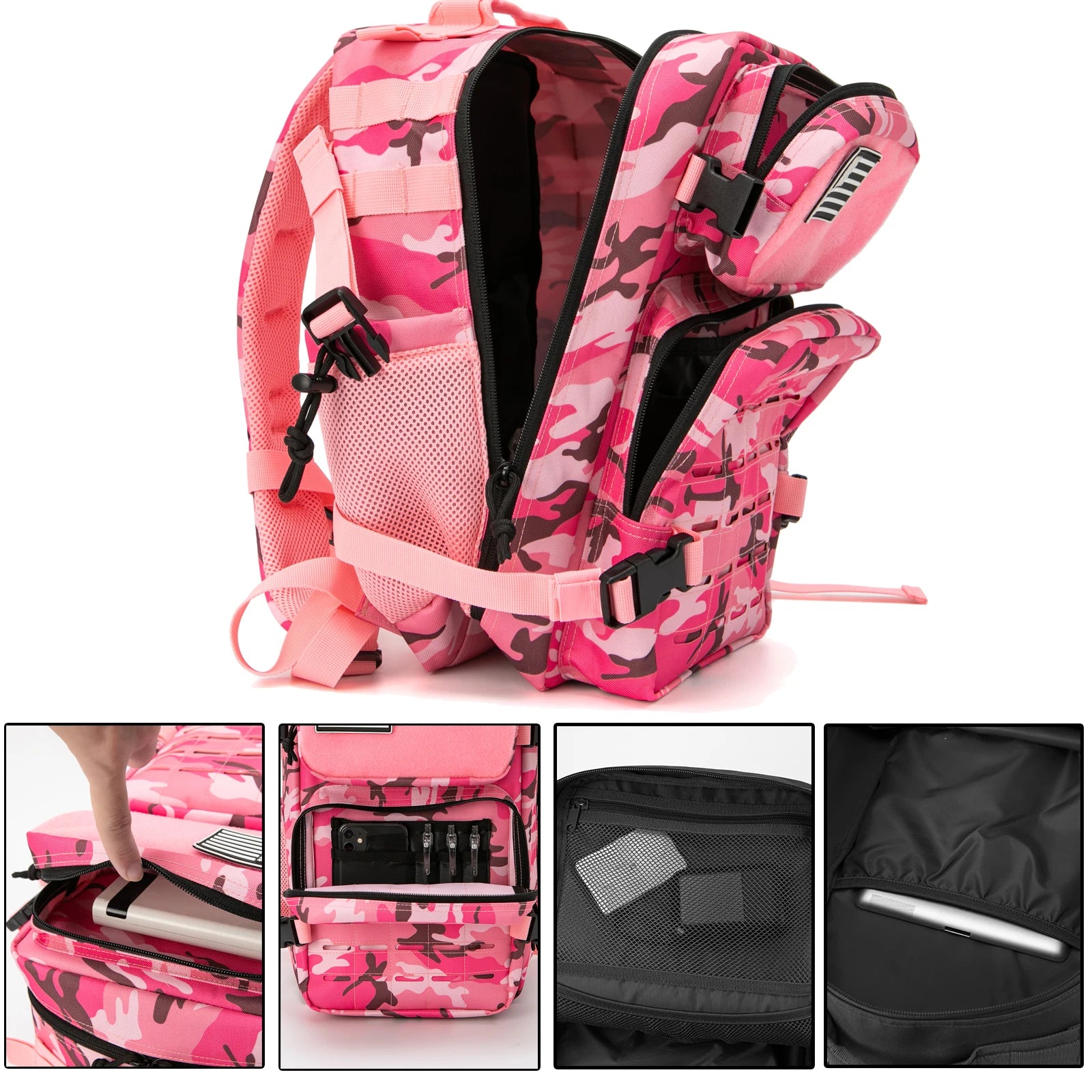 25L & 45L Tactical Backpack for Men & Women – Laser-Cut MOLLE Hiking Daypack, School & Gym Rucksack with Dual Bottle Holders