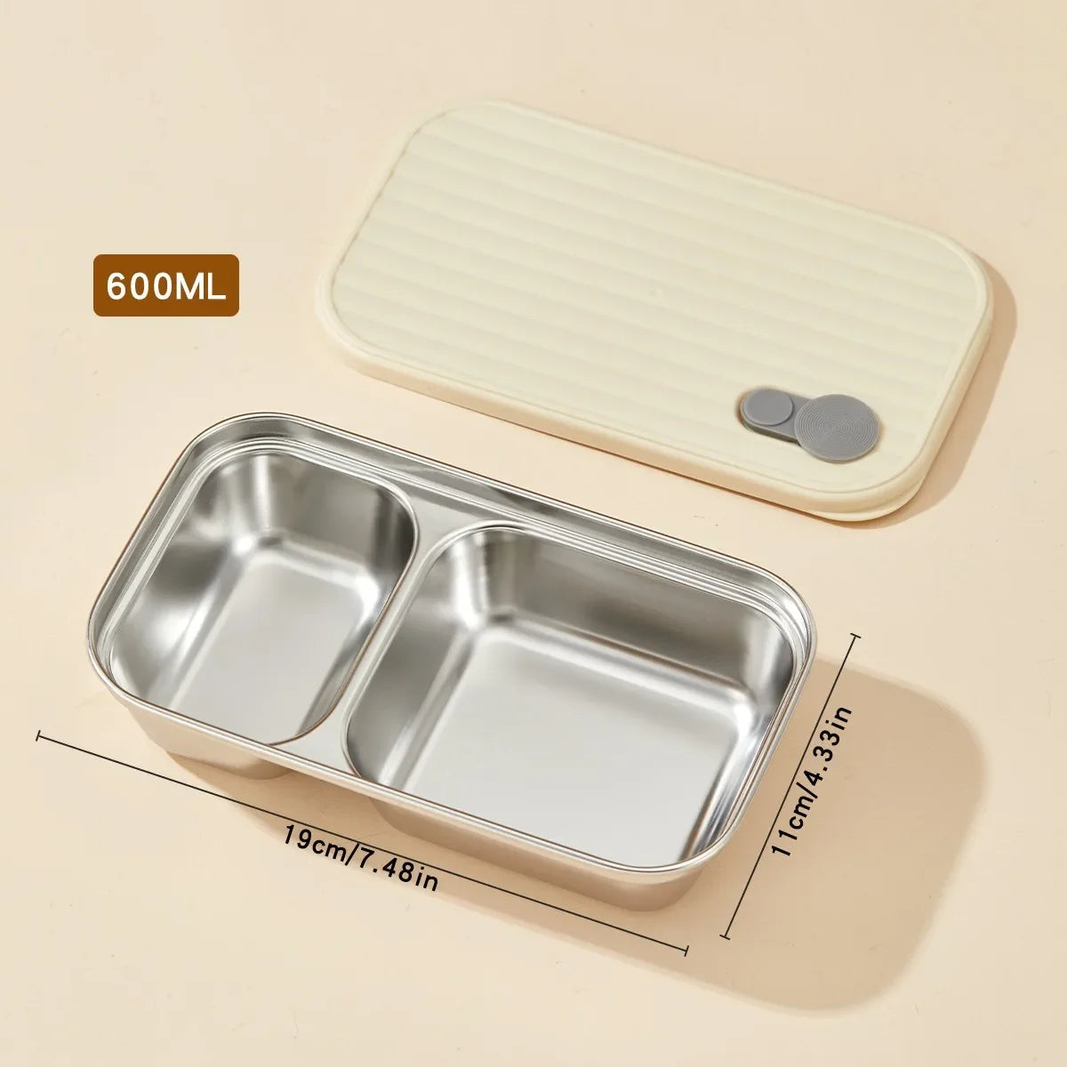 304 Stainless Steel Bento Box - Divided Airtight Lunch Box with Lid, Leakproof Meal Prep Container for Kids & Students