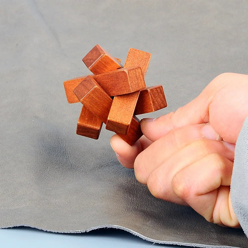 Wooden Lu Ban Brain Teaser 3D Puzzle – Educational Logic Game for Kids & Adults