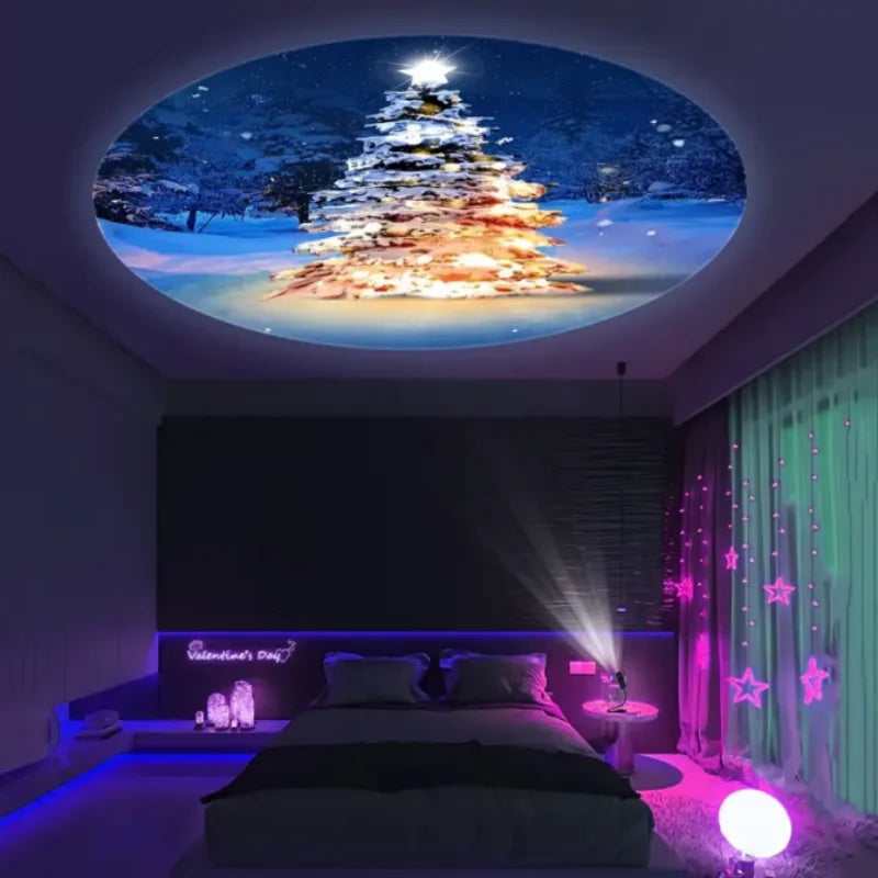 Christmas LED Projector Light 3/6/24 Projection Patterns Adjustable Santa & Tree Night Light Holiday Decor