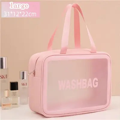 Large Transparent Waterproof Travel Makeup Bag – Clear Cosmetic Organizer 30 x 10 x 21 cm (11.8 x 3.9 x 8.3 in) Zipper Pouch for Women