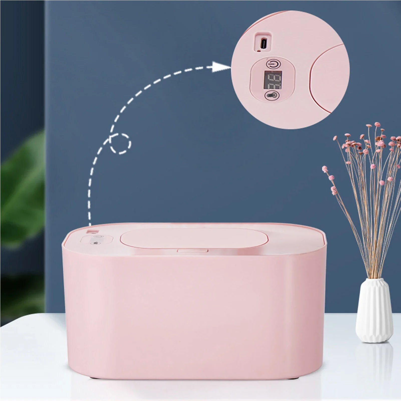 USB Baby Wipe Warmer 10W Portable Diaper Wipes Dispenser, 3 Temperature Modes, Large Capacity for Home Car Travel