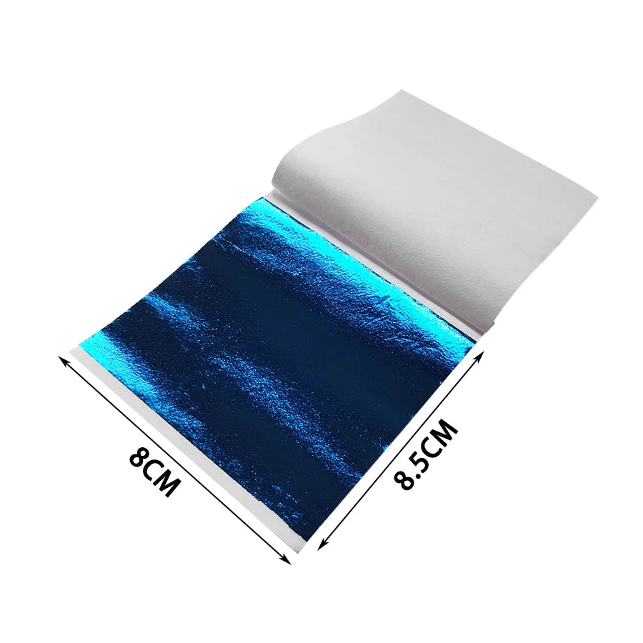 Colorful Gold Foil Leaf Sheets Set - 100 Sheets (10 Colors x 10) for Nail Art, Epoxy Resin, Phone Case & DIY Crafts
