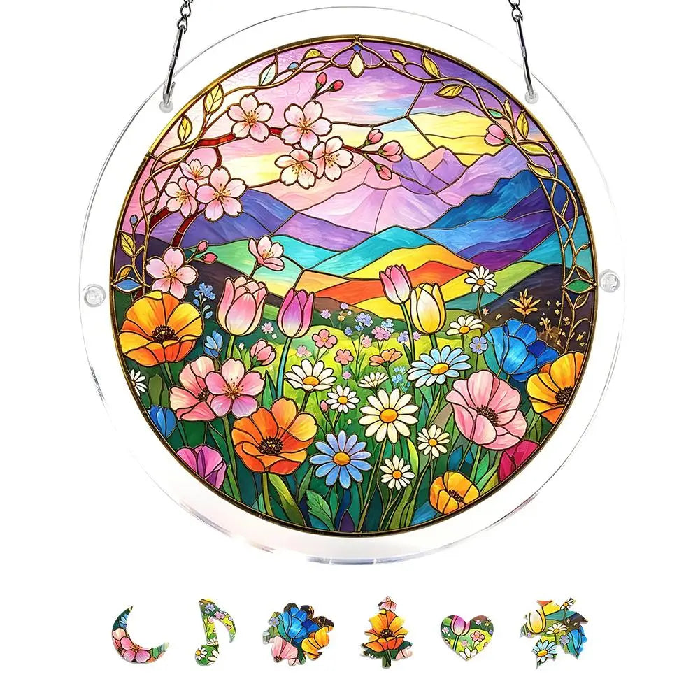 Acrylic Puzzle Suncatcher Window Hanging Stained Glass Style 7.1/7.9 in (18/20 cm) Garden & Home Decor