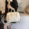 Large Embroidered Diaper Bag - Maternity Baby Organizer Shoulder & Crossbody Bag for Travel and Hospital