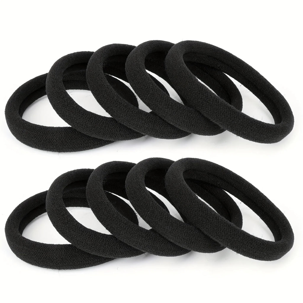 100-Pack Black Seamless Elastic Hair Ties for Women and Girls, No-Damage High Elastic Ponytail Bands