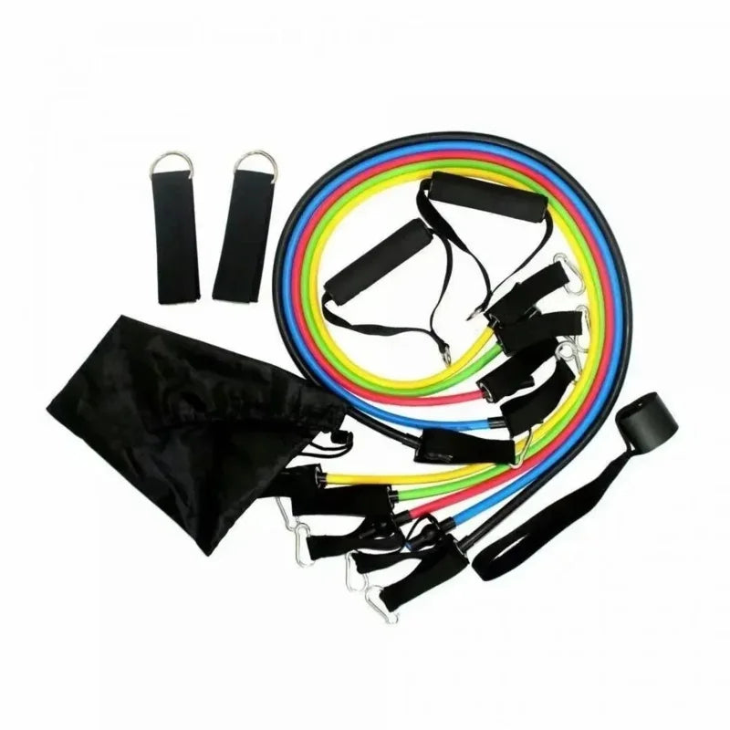11-Piece TPE Resistance Band Set – Home Workout Kit with Door Anchor, Handles, Ankle Straps & Carry Bag