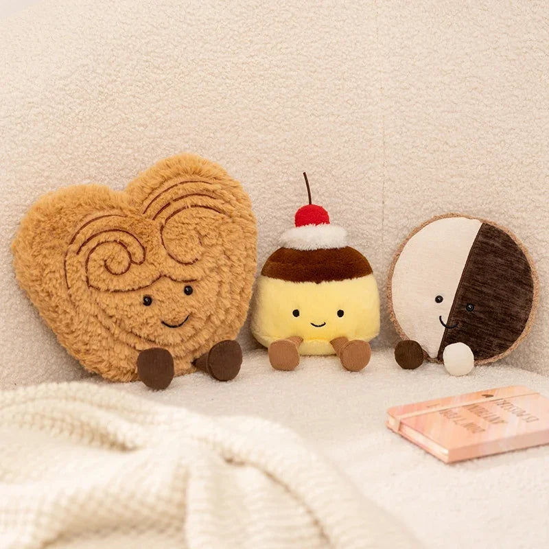 Kawaii Dessert Plush Toy 7 in (18 cm) Pudding Cake Cookie Palmier Stuffed Doll Cute Soft Plushie Gift for Girls