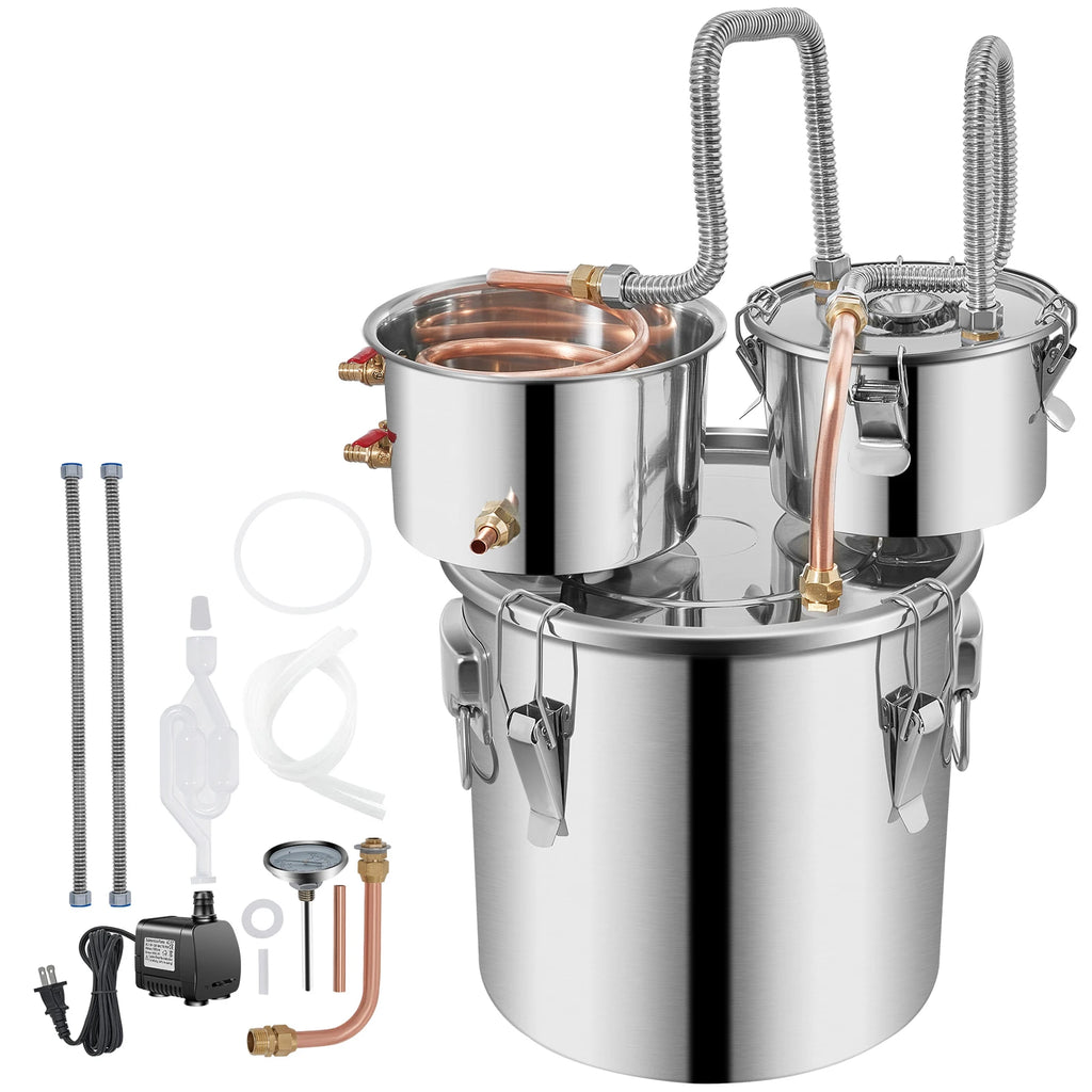 Home Alcohol Distiller Still Kit – 3 Gal / 12 L & 8 Gal / 30 L (Stainless Steel + Copper) DIY Whisky Brandy Vodka Brewing Kit