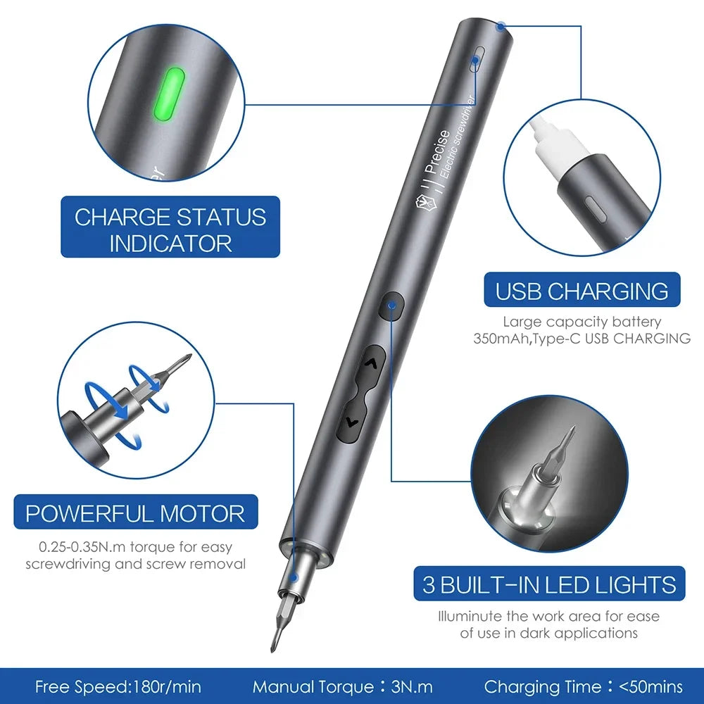 28/62-in-1 Precision Electric Screwdriver Kit — Rechargeable Cordless Mini Repair Tool Set for Phones, Laptops & Electronics
