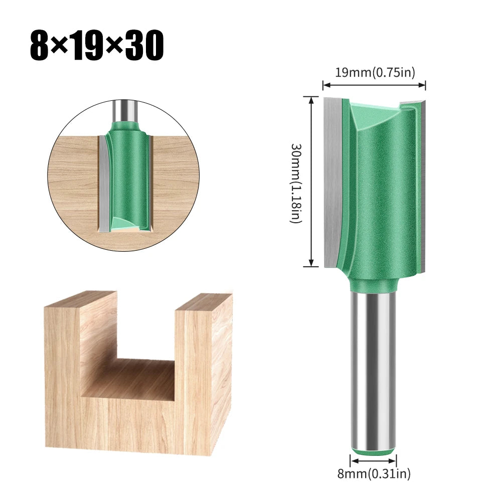 Tungsten Carbide Router Bit 3-20mm (0.12-0.79 in) Diameter, 8mm (0.315 in) Shank, Single/Double Flute Straight Bit for Woodworking