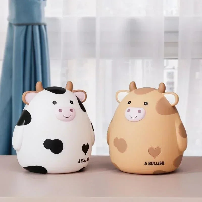 Cute Cartoon Cow Piggy Bank Resin Calf Coin Bank for Kids — 6.3 x 5.7 x 4.9 in (16 x 14.5 x 12.5 cm)