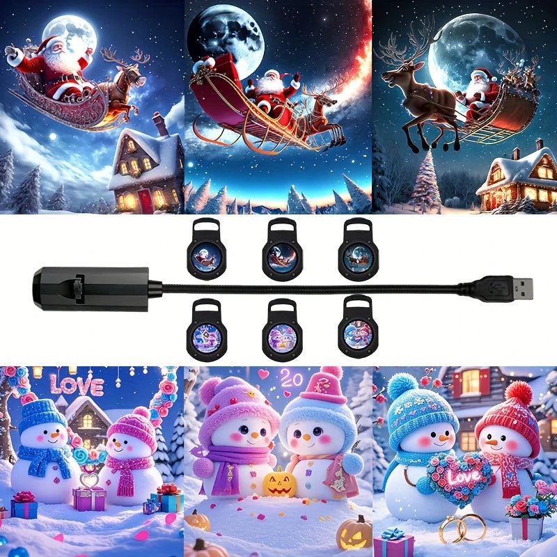 Christmas LED Projector Light 3/6/24 Projection Patterns Adjustable Santa & Tree Night Light Holiday Decor