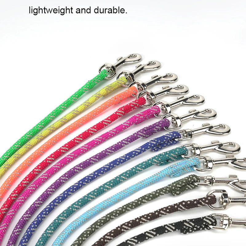 Lightweight Nylon Rope Dog Leash – 120 cm (47 in) Durable Clip for Small Dogs & Cats, Striped Outdoor Walking & Training Lead