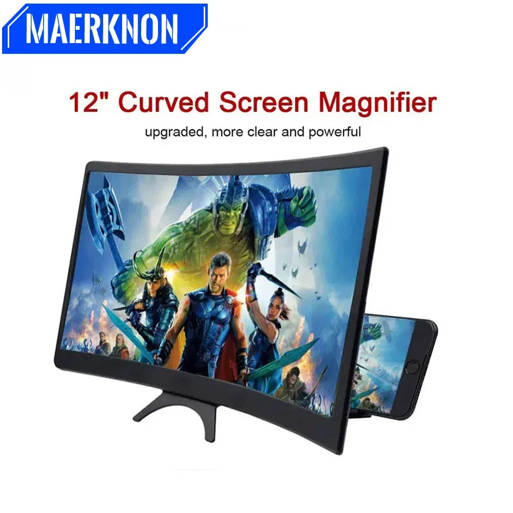 12-Inch (30 cm) Curved 3D HD Phone Screen Magnifier — Universal Mobile Video Amplifier & Holder