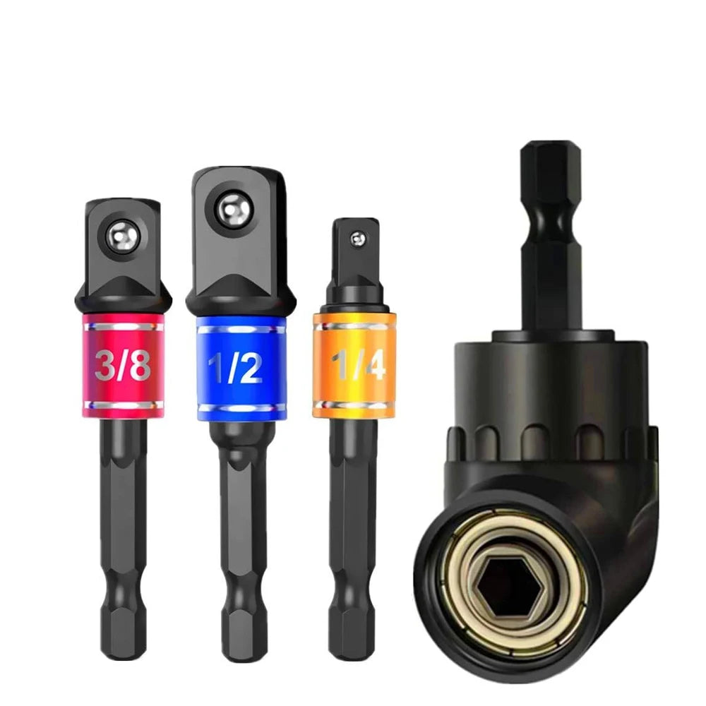 Impact-Grade 105° Angle Socket Adapter Right Angle Drill Driver Extension Screwdriver Bit Holder