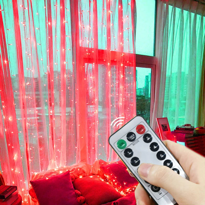USB LED Curtain Fairy Lights with Remote, Window String Lights for Christmas, Wedding & Bedroom (Multiple Sizes, 5V USB)