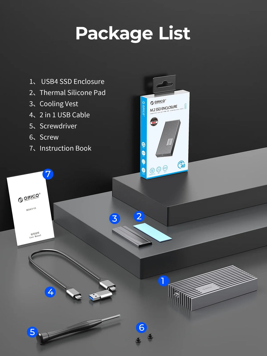 USB4 40Gbps NVMe M.2 SSD Enclosure — USB-C External PCIe 3.0 x4 Case (Thunderbolt 3/4 Compatible)