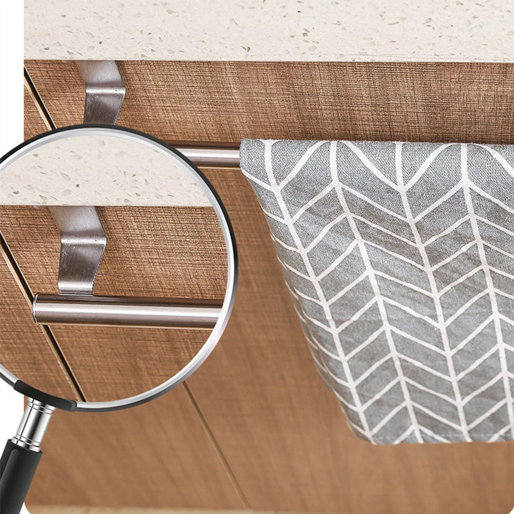 Over-Door Stainless Steel Towel Rack – Hanging Towel Bar for Bathroom & Kitchen Cabinets, 23.5 x 6.2 cm (9.25 x 2.44 in) or 36 x 6.2 cm (14.17 x 2.44 in), 1/2-Pack