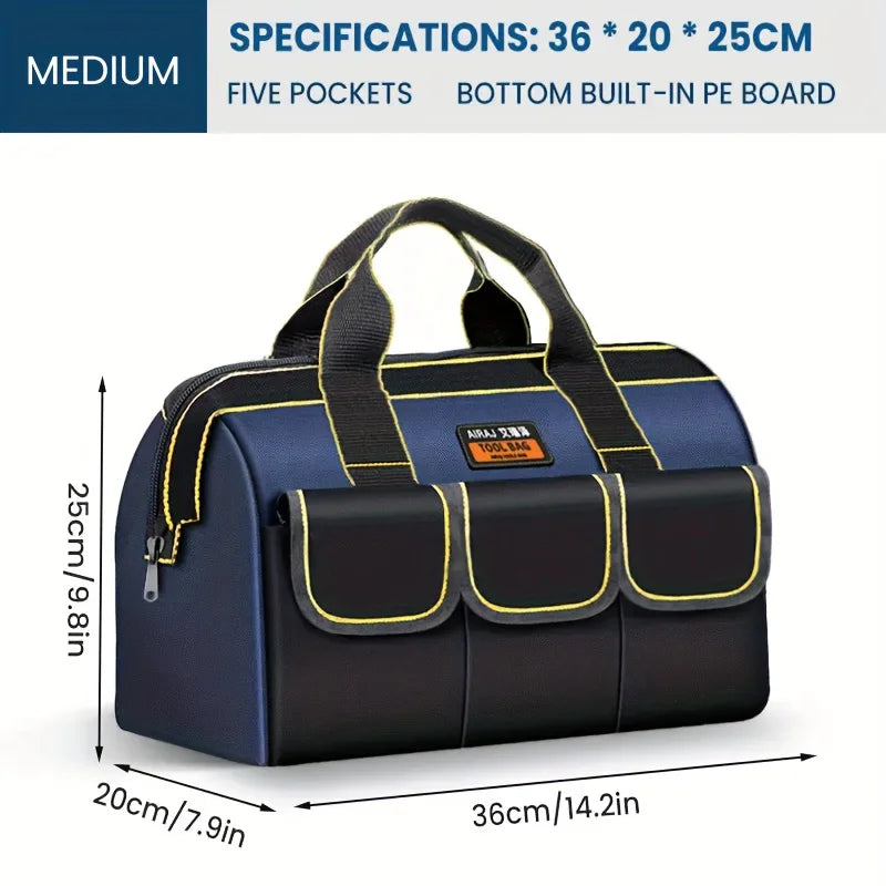 Heavy-Duty Electrician Tool Bag — Multi-Compartment Organizer with Wrench Storage & Reinforced Belt
