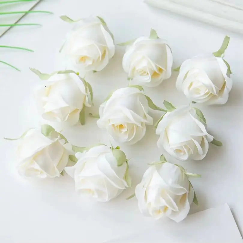 Silk Rose Head Artificial Flowers - 5 or 10-Pack for Wedding & Home Decor, DIY Garland and Flower Wall
