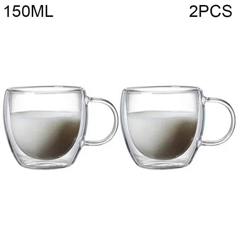 Double Wall Borosilicate Glass Tea Cups 80ml & 150ml, 2–18 Pc Clear Kung Fu Coffee & Milk Mugs