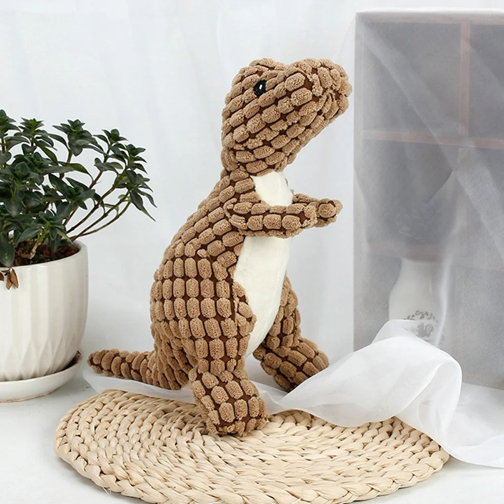 Plush Dinosaur Chew Toy for Dogs & Cats - Interactive Fleece Plush for Small Dogs