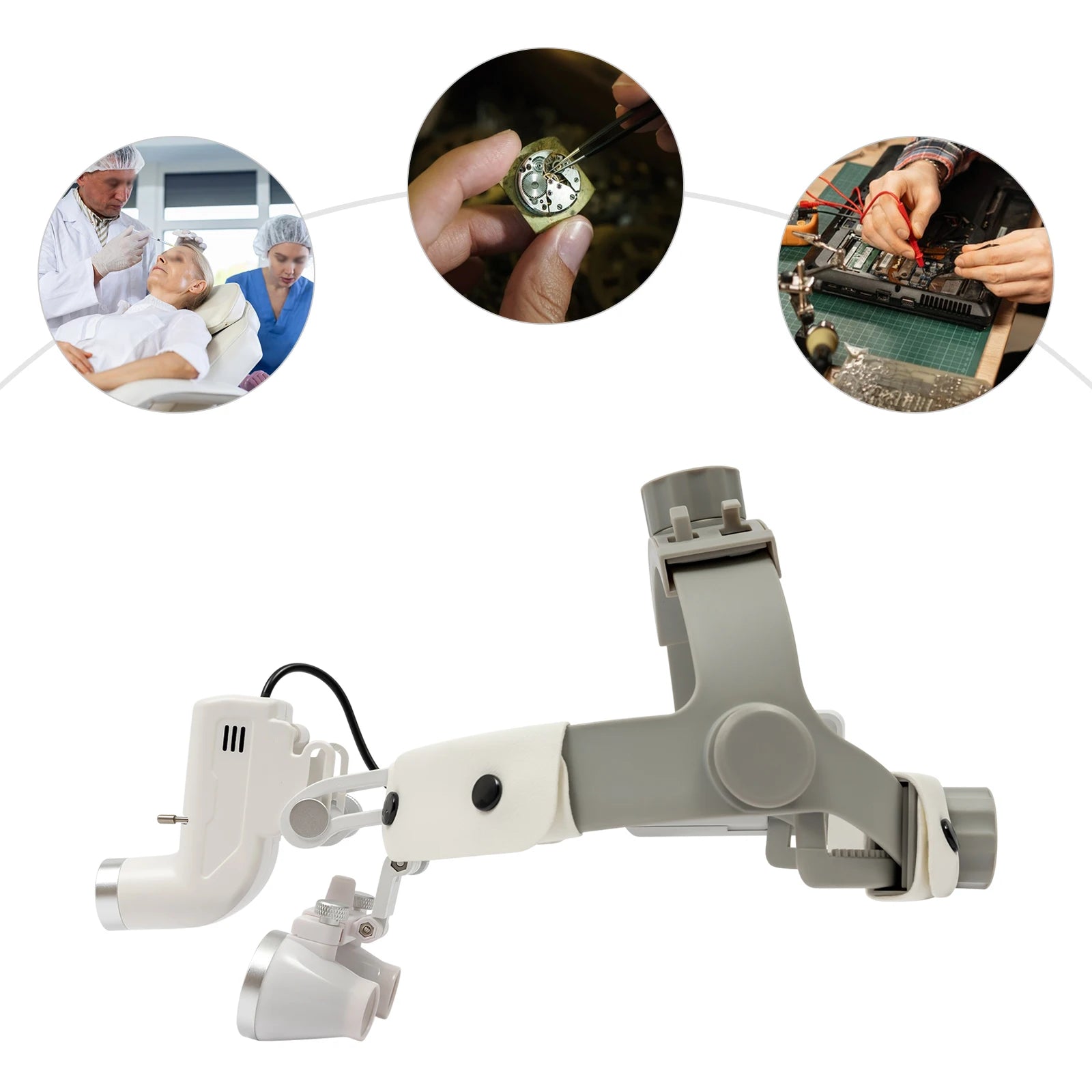 Binocular Medical Magnifier 3.5X LED Headband Light - Adjustable Rechargeable for Dental, Clinical & Jewelry Work