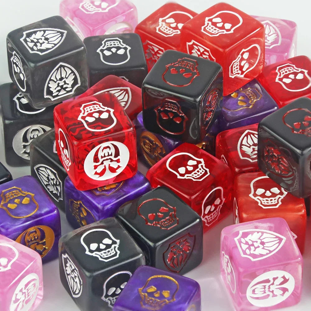6-Pack 16mm D6 Game Dice - Transparent, Opaque & Marble Colors for Board Games & Tabletop RPGs
