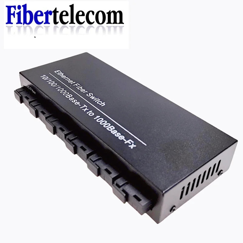 Gigabit Fiber Switch 6 x 1.25G Fiber Ports + 2 x 100/1000M RJ45 Media Converter SC Single-Mode 20km