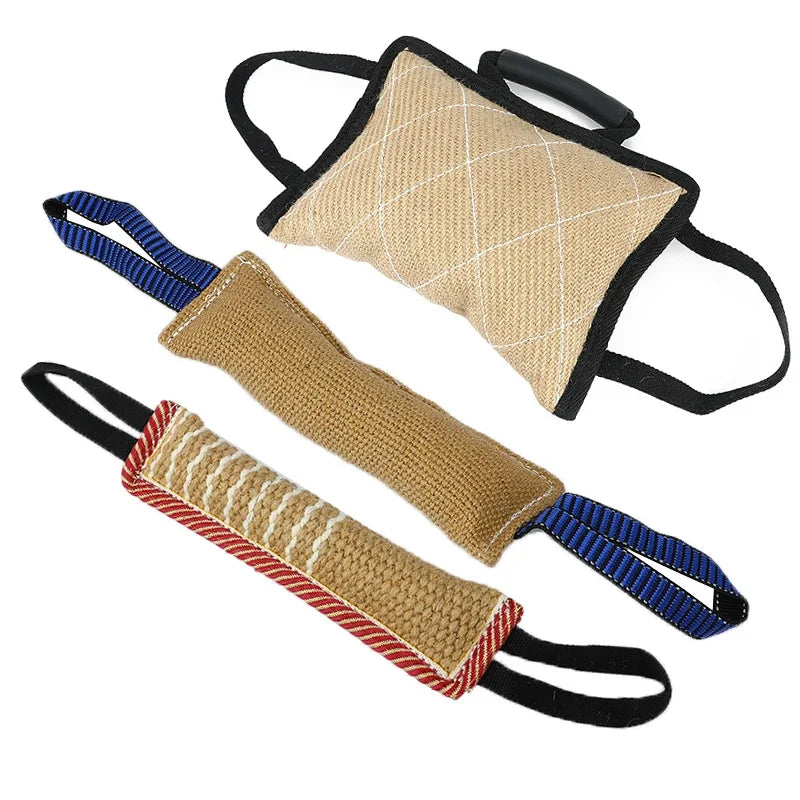 Dog Bite Tug Sleeve with 2 Rope Handles - Durable Hemp Training Toy for German Shepherd, Malinois, Rottweiler