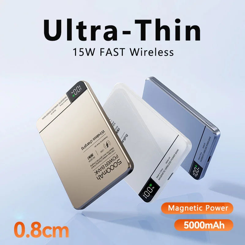 10000mAh Magnetic Wireless Power Bank 20W PD Fast Charge Qi Magnetic Charger for MagSafe-Compatible & Qi Smartphones