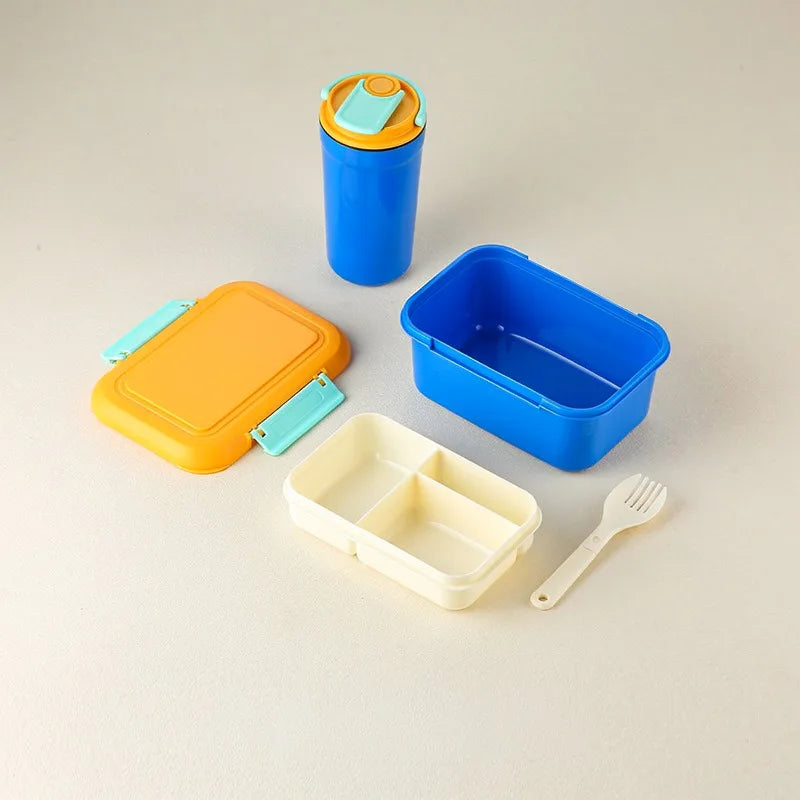 Microwave-Safe Leakproof Bento Lunch Box with Divided Compartments & Utensils — 7.1 x 4.9 x 2.7 in (18 x 12.5 x 6.8 cm)