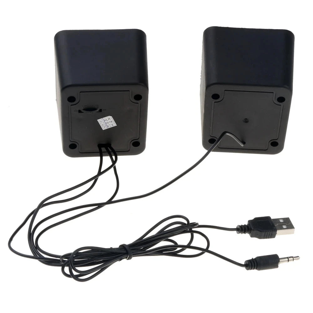 Mini USB Computer Speakers 2.0 Stereo – Portable Desktop & Laptop Speakers, 3.5mm AUX, RMS 3W x2 (Blue/Black/Red/White)
