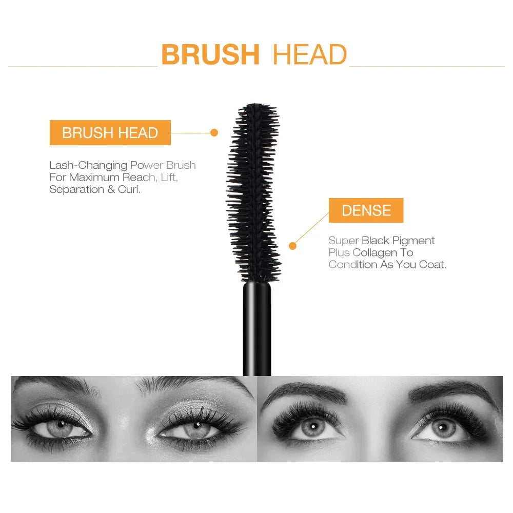 3D Lengthening Waterproof Mascara – Curling, Smudge‑Proof Lash Extension Effect, Black
