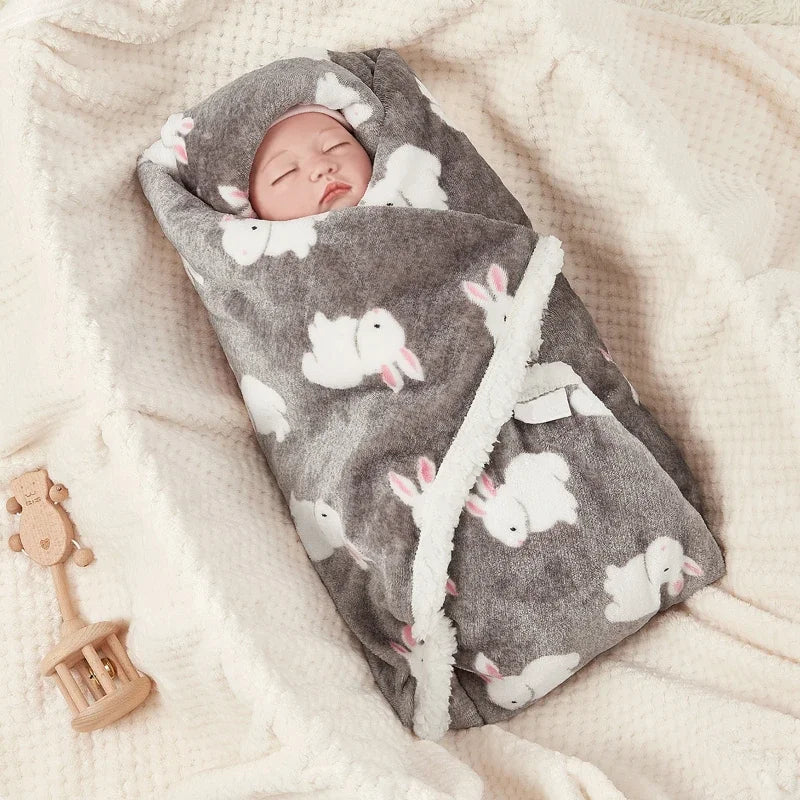 Flannel Lamb Fleece Baby Blanket – Newborn Swaddle Wrap & Stroller Quilt, Soft Winter Baby Bedding