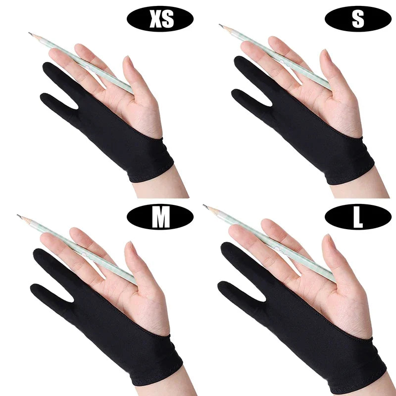 Two-Finger Drawing Glove — Anti-Smudge Palm Rejection Artist Glove for Graphics Tablets & iPad (1/2/4 Pack)