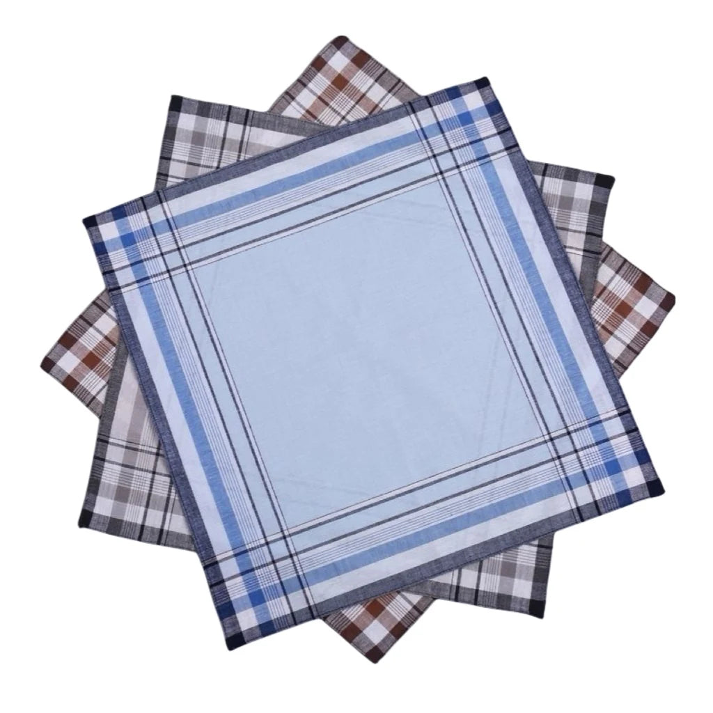 6-Pack Pure Cotton Plaid Handkerchiefs 15.7 x 15.7 in (40 x 40 cm) Absorbent Unisex Sweat-Wiping Cloths for Wedding Favors, Table Mats & Outdoor Use