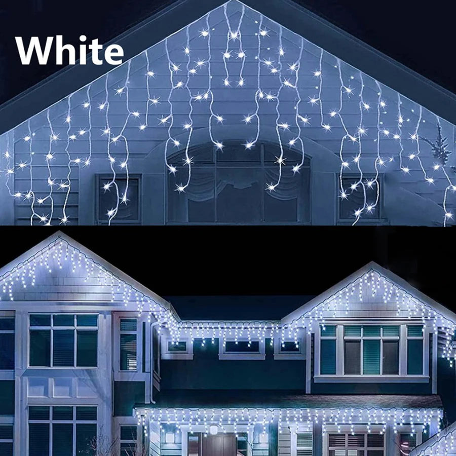 LED Icicle Curtain Fairy Lights - 4m/6m/12m (13ft/20ft/39ft) Waterproof String Lights for Christmas, Wedding & Party Indoor Outdoor