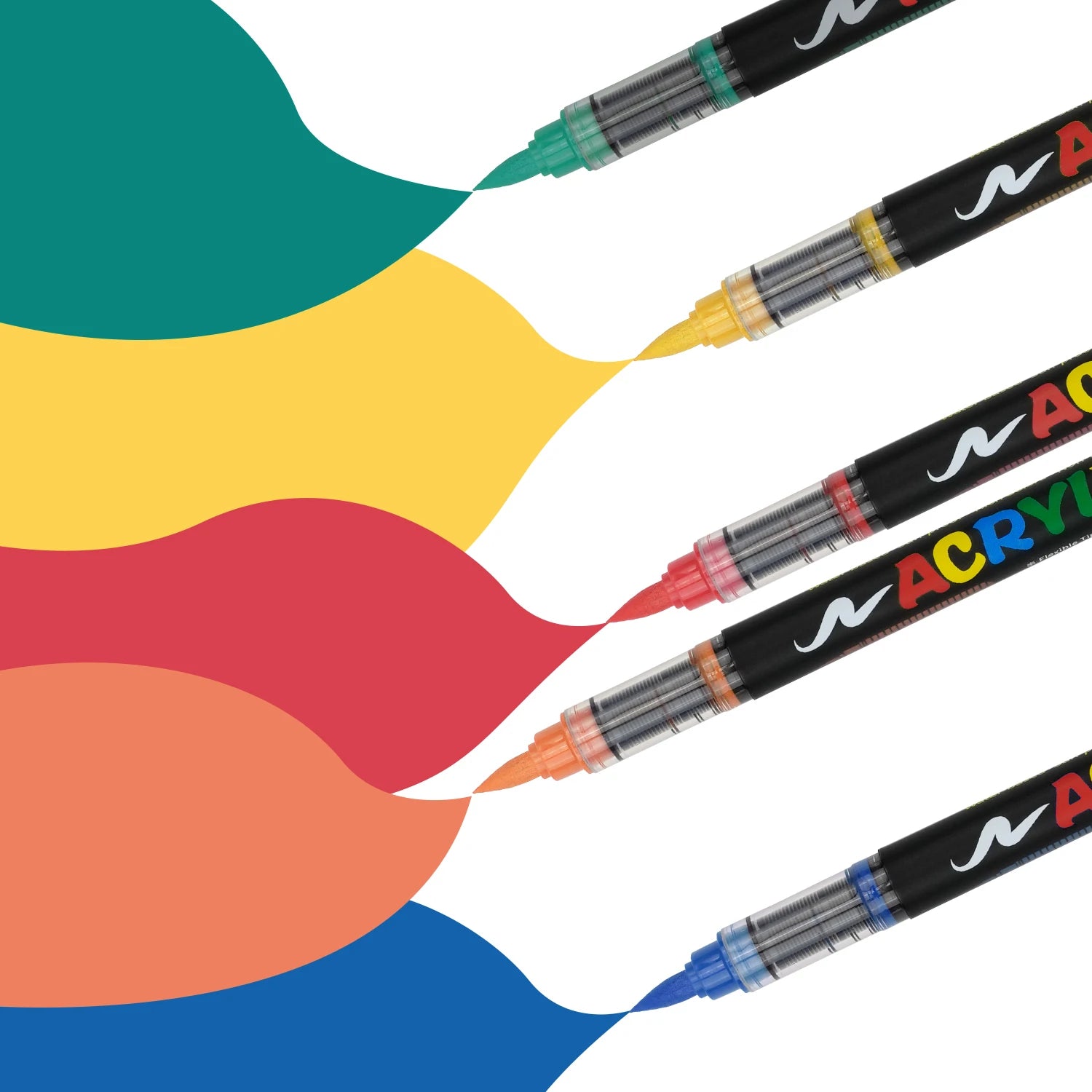 Acrylic Paint Brush Marker Set – Soft Brush Tip with Automatic Ink Control | Paint Pens for Wood, Stone, Glass, Canvas & Fabric
