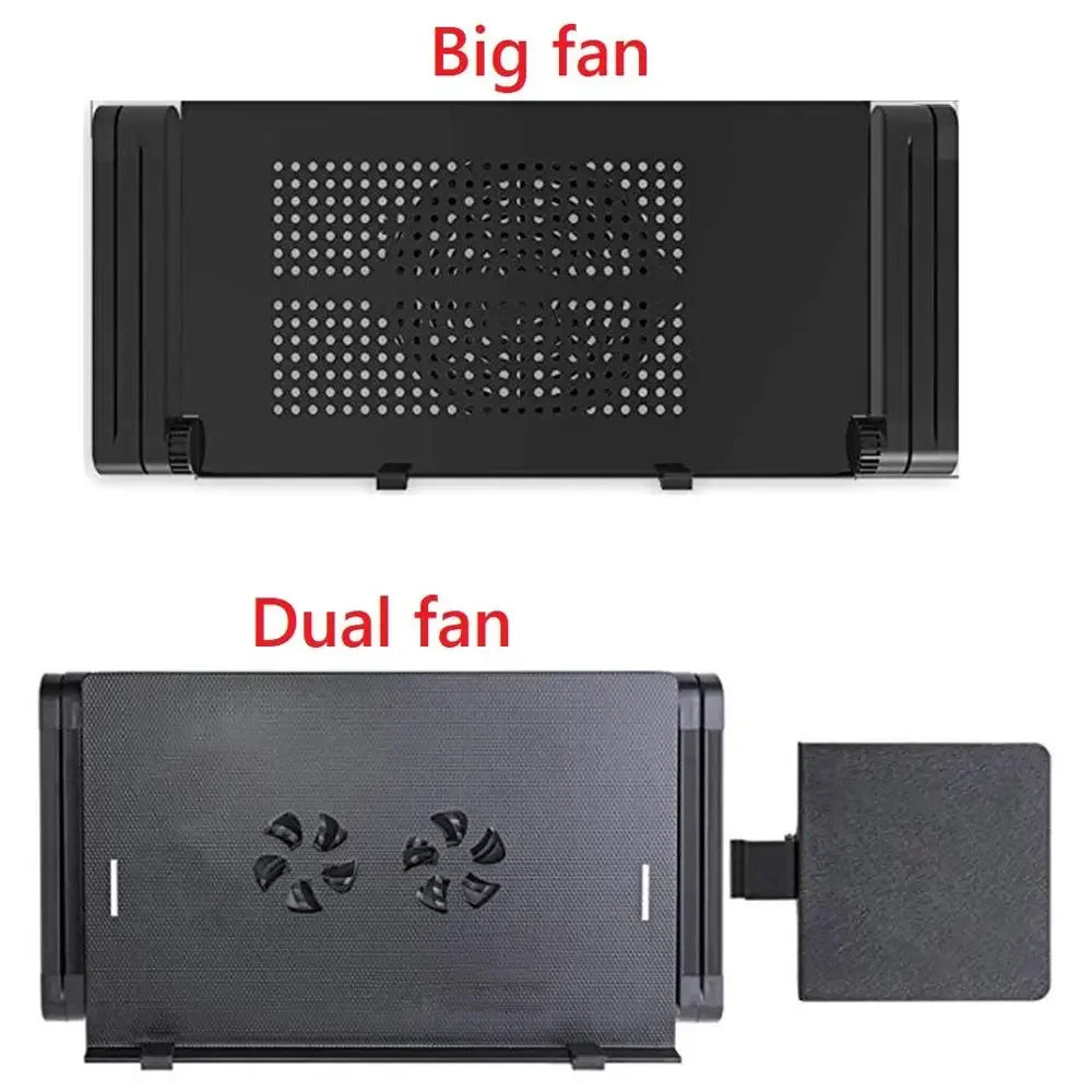 Aluminum Folding Laptop Table with Cooling Fan – Adjustable Lap Desk Tray for Bed & Office, 15.7 x 11.8 x 2.8 in (400 x 300 x 70 mm)