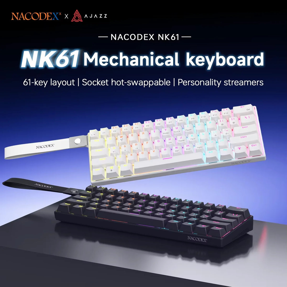 60% Mechanical Gaming Keyboard 61-Key Wired RGB Hot-Swappable Red Switch Mini Keyboard for PC