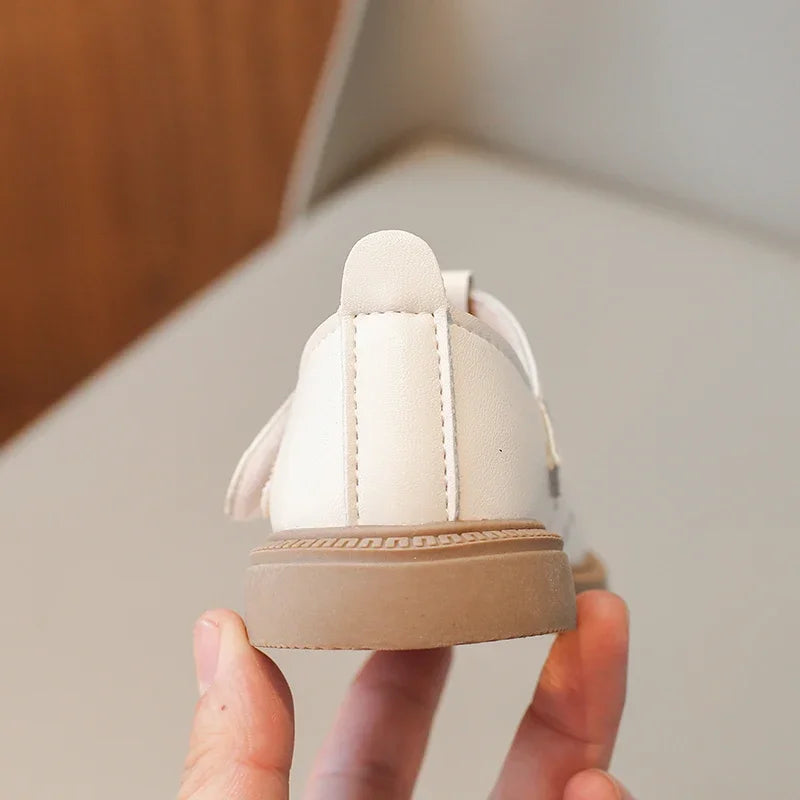 T-Strap Mary Jane Shoes for Baby & Toddler Girls Hollow-Out Vintage Non-Slip Flats Beige Brown Dress Shoes