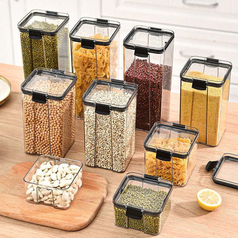 Airtight Plastic Pantry Storage Jars - Sealed Kitchen Canisters (460ml–1800ml / 15.6–60.8 fl oz)