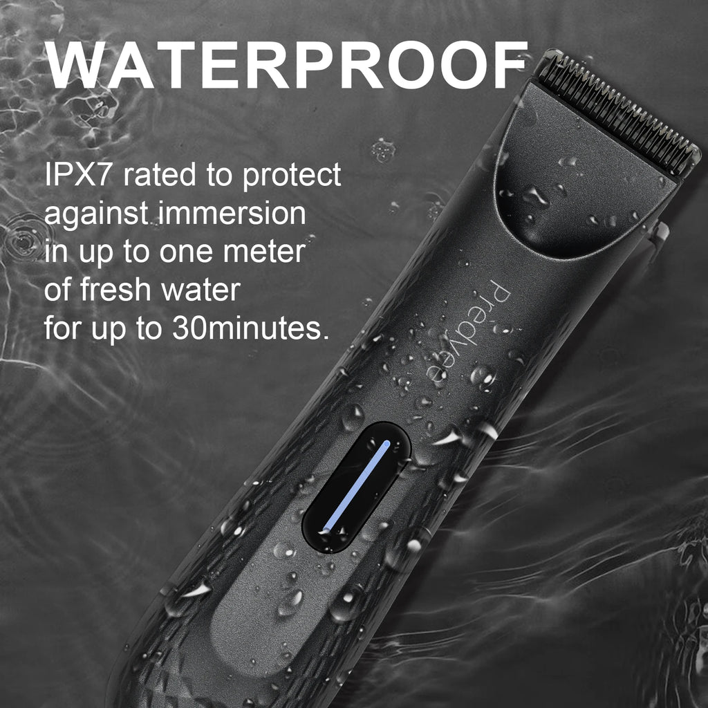Waterproof Electric Body & Groin Hair Trimmer for Men, Replaceable Ceramic Blade, USB Rechargeable