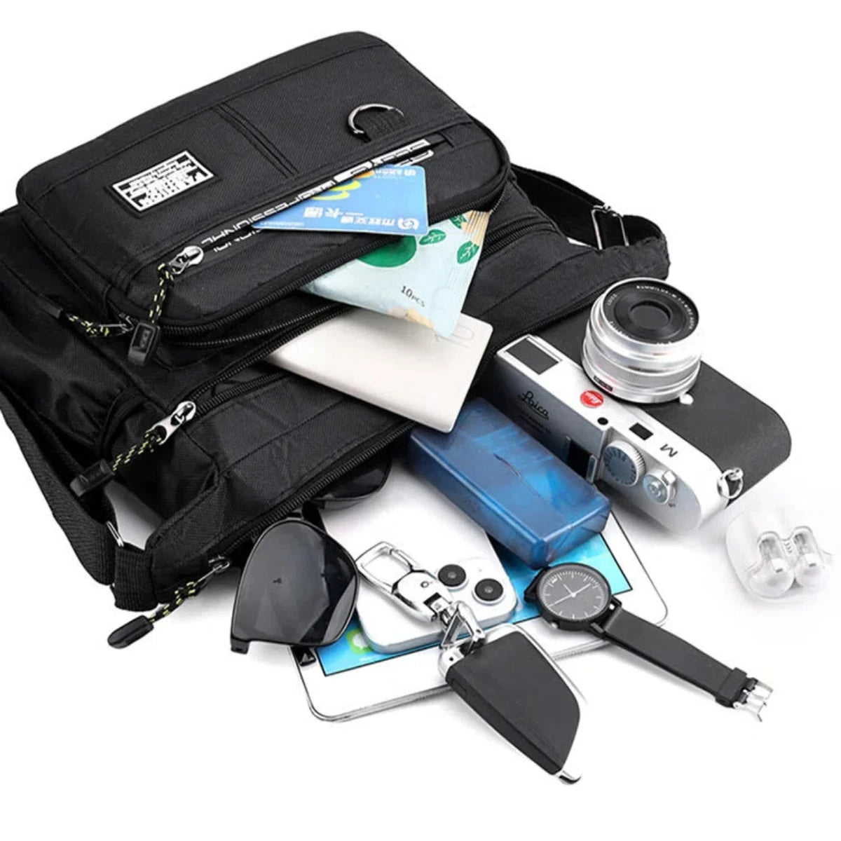 Men's Waterproof Crossbody Sling Bag - Business Casual Multi-Pocket Shoulder Bag, 27 x 8 x 22 cm (10.6 x 3.1 x 8.6 in), Adjustable Strap