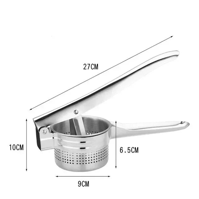 Stainless Steel Potato Ricer & Fruit Press - Handheld Masher for Mashed Potatoes, Purees & Juices