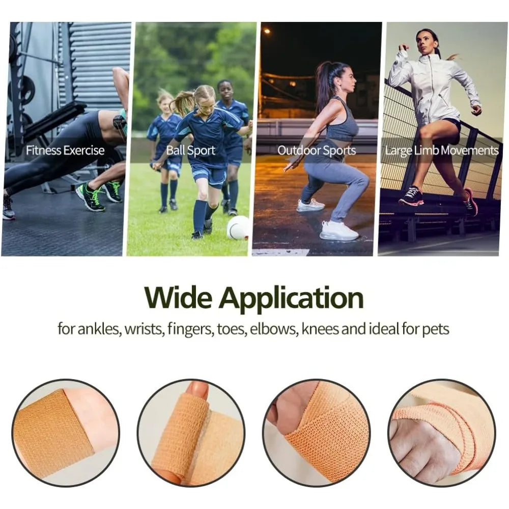 10/12-Pack Colorful Self-Adhesive Elastic Cohesive Bandage Wrap 5 cm x 4.8 m (1.96 in x 189 in) for Knee, Finger, Ankle, Palm & Pet Care