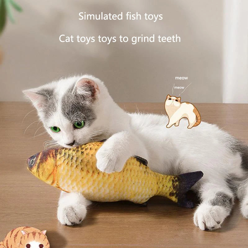 Plush Fish Cat Toy with Catnip - Durable Bite-Resistant Interactive Stuffed Toy for Cats