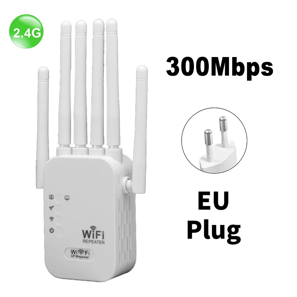 AC1200 Dual-Band WiFi Range Extender 1200Mbps (5GHz 867Mbps + 2.4GHz 300Mbps) 6 High-Gain Antennas Wireless Repeater & Signal Booster
